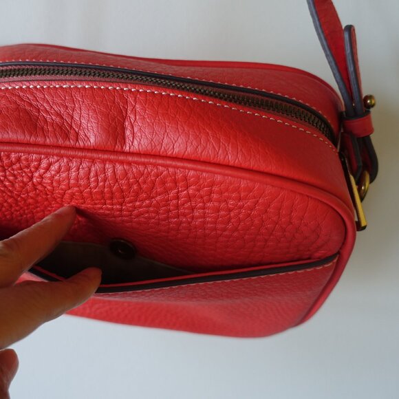 J. Crew Signet Crossbody camera Leather Bag Purse in Italian Leather Red - Picture 13 of 14
